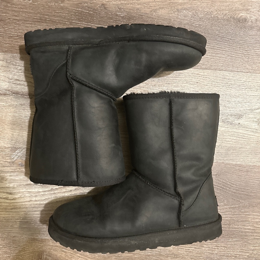Black UGG leather boots